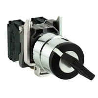 Schneider,  Key switch selector, metal, black, Ø22, key n°455, 2 positions, stay put, 1 NO
