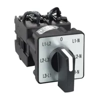 Schneider, Cam voltmeter switch, 3L and 3LN, 45°, 12 A, screw mounting