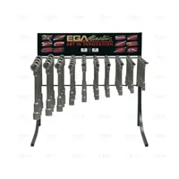 DISPLAY OF 54 ANGLED OPEN WRENCHES 12 X 6 (8-21 MM) MIRROR POLISHED CHROME PLATING - EGA Master