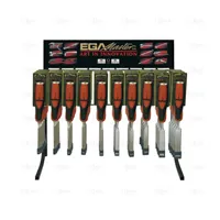 DISPLYA OF 60 FIRMER CHISELS WITH ORANGE-BLACK PLASTIC HANDLE - EGA Master
