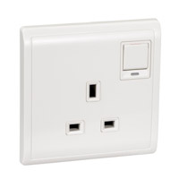 Schneider,  13A 250V 1G SW SOCKET W NEON