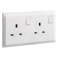Belanko S 2 gang BS double pole switched socket sameboard - 13A - White | 617648 | 3414971684942 | LEGRAND
