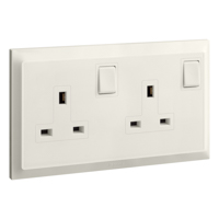 Belanko S 2 gang BS double pole switched socket sameboard - 13A - Ivory | 617848 | 3414971689848 | LEGRAND