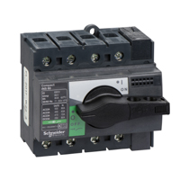 Schneider,  switch disconnector, Compact INS80 , 80 A, standard version with black rotary handle, 4 poles