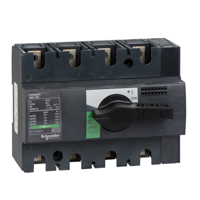 Schneider,  switch disconnector, Compact INS160 , 160 A, standard version with black rotary handle, 4 poles
