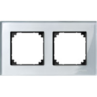 Schneider, M-PLAN GLASS DIAMOND SILVER 2GANG FRAME