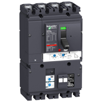 Schneider,  circuit breaker Vigicompact NSX 250F, 36 kA at 415 VAC, TM-D trip unit 125 A, add-on Vigi MH module, 4P 4d