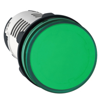 Schneider,  Monolithic pilot light, plastic, green, Ø22, integral LED, 24 V AC/DC