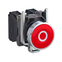 Schneider,  red flush complete pushbutton Ø22 spring return 1NC "O"