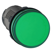 Schneider, round pilot light Ø 22 - green - integral LED- 24 V AC/DC- screw clamp terminals