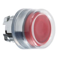 Schneider, Push button head, metal, projecting, red, Ø22, spring return, booted, unmarked
