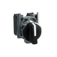 Schneider,  Selector switch, metal, black, Ø22, 3 positions, spring spring return, 2 NO