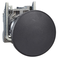 Schneider, Push button, metal, black mushroom Ø40, Ø22, spring return, unmarked, 1 NO