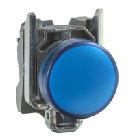 Schneider, Pilot light, metal, blue, Ø22, plain lens with integral LED, 24 V AC/DC