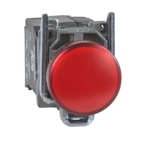 Schneider, Pilot light, metal, red, Ø22, plain lens with integral LED, 230...240 VAC