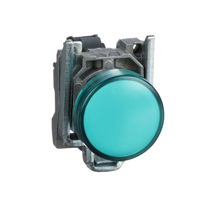 Schneider, Pilot light, metal, green, Ø22, plain lens with integral LED, 110…120 VAC