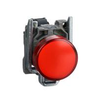 Schneider, Pilot light, metal, red, Ø22, plain lens with integral LED, 24 V AC/DC
