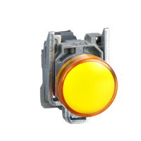 Schneider, Pilot light, metal, orange, Ø22, plain lens with integral LED, 110…120 VAC