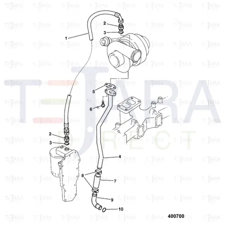 JCB Part No.# 02/911241, Hose turbo oil fee - JCB Spare Parts