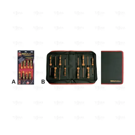 SET OF 6 ELECTRICIAN SCREWDRIVERS MASTERTORK 1000 V IN CARDBOARD CASE - EGA Master