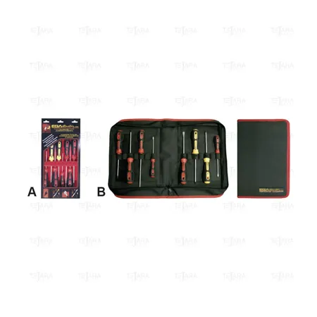SET OF 8 SCREWDRIVERS MEC-PH MASTERTORK IN ZIPPER CASE - EGA Master