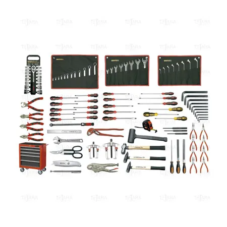SET FOR MECHANICS 109 PCS. WITH ROLLER CABINET AND EVA TRAYS (INCHES) - EGA Master