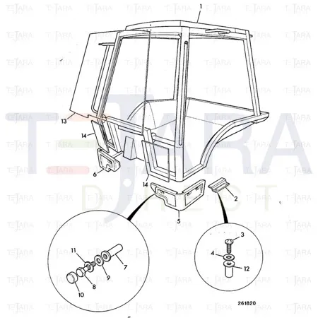 JCB Part No.# 827/30564, (W) (P) GLASS R/H 1/4 LIGHT TINT~BHL P1 - JCB Spare Parts