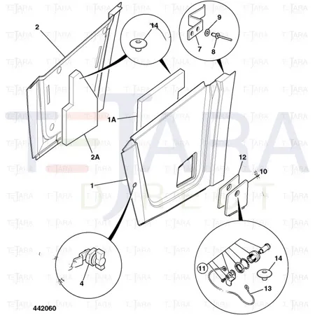 JCB Part No.# 128/13395, PANEL, ASSEMBLY LH - WITH SOUNDPROOFING - JCB Spare Parts