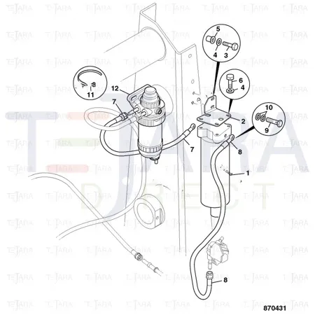 JCB Part No.# 649/52126, HOSE diesel 981mm - JCB Spare Parts