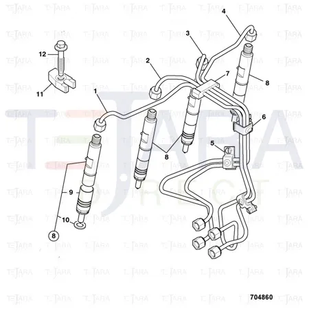 JCB Part No.# 02/203099, PIPE, FUEL INJECTION - JCB Spare Parts