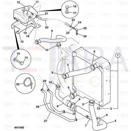 JCB Part No.# 834/10723, HOSE BOTTOM - JCB Spare Parts