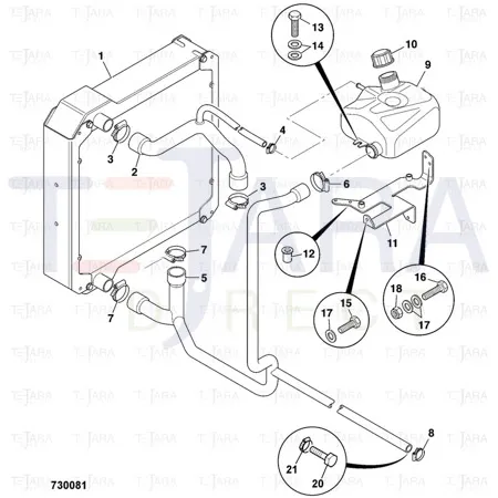 JCB Part No.# 834/10767, BOTTOM WATER HOSE - JCB Spare Parts
