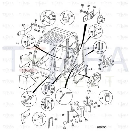 JCB Part No.# 161/01008, (W) W/A UPPER DOOR P42 BLACK - JCB Spare Parts