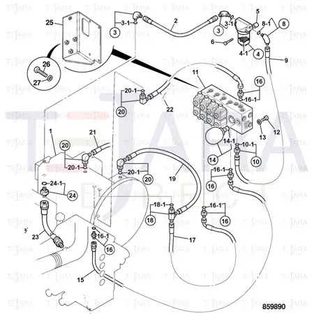 JCB Part No.# AWV0019, Hose hydraulic - JCB Spare Parts