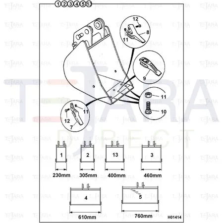 JCB Part No.# 522/02900, BUCKET ASSY 760mm - JCB Spare Parts