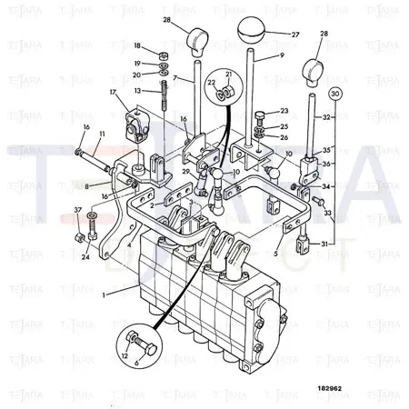 JCB Part No.# 159/66003, LEVER.EXT. - JCB Spare Parts