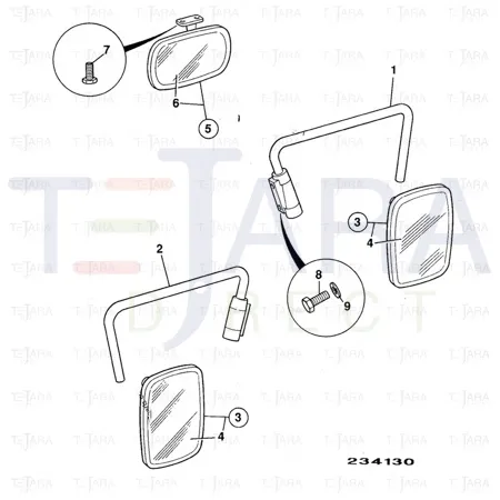 JCB Part No.# 123/04968, R/H MIRROR ARM - JCB Spare Parts