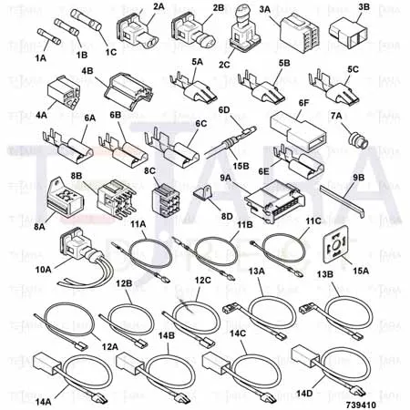 JCB Part No.# 7201/0428, Terminal 4.0-6.0mm relay base (AMP) - JCB Spare Parts