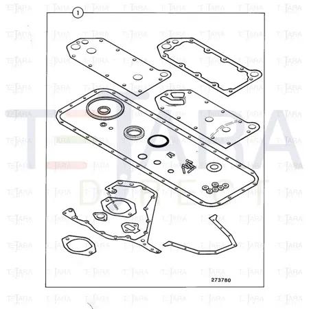 JCB Part No.# 02/910802, KIT-GASKET BOTTOM - JCB Spare Parts