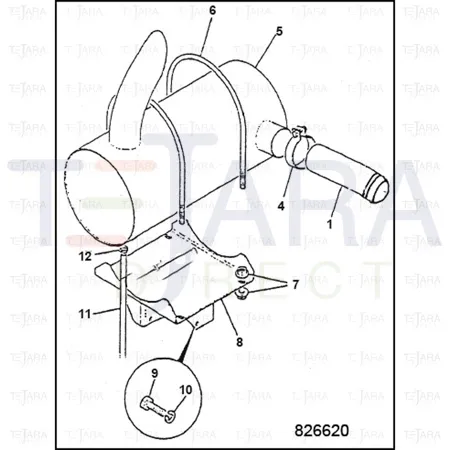 JCB Part No.# 229/01033, Pipe Pipe exhaust - JCB Spare Parts