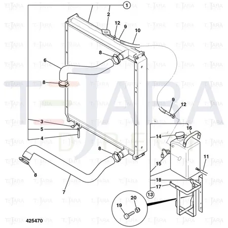 JCB Part No.# 834/10477, HOSE RADIATOR BOTTOM - JCB Spare Parts