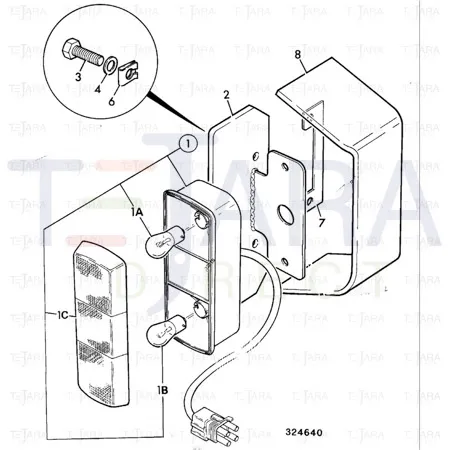 JCB Part No.# 125/00563, GUARD REAR LIGHT S - JCB Spare Parts