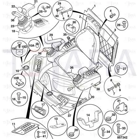 JCB Part No.# 346/00463, SEAT BASE TRIM SP CAB - JCB Spare Parts