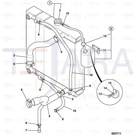 JCB Part No.# 332/U0275, TOP HOSE RTFL TC - JCB Spare Parts