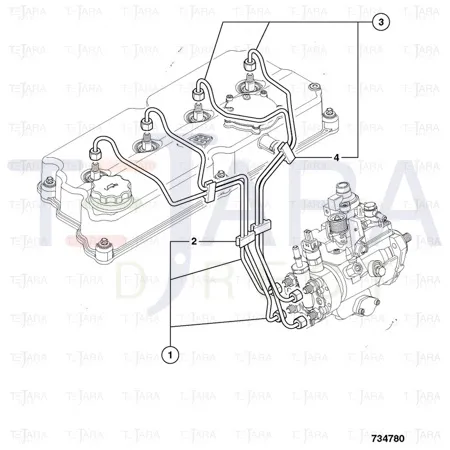 JCB Part No.# 320/06554, PIPE.N0.34.HP FUEL.NA/TC - JCB Spare Parts