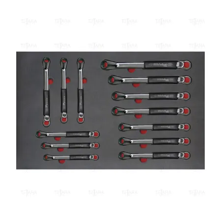 TRAY - SET OF DOUBLE OFFSET RING WRENCHES (INCHES) ANTIDROP ACO - EGA Master