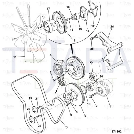 JCB Part No.# SC1514086, Roller Fan Belt - JCB Spare Parts