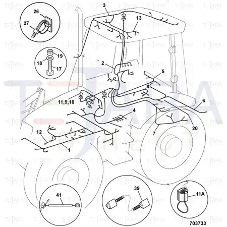 JCB Part No.# 721/11543, Harness Rear Cab UK - JCB Spare Parts