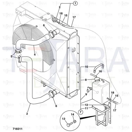 JCB Part No.# 834/10861, RADIATOR HOSE - TOP - JCB Spare Parts