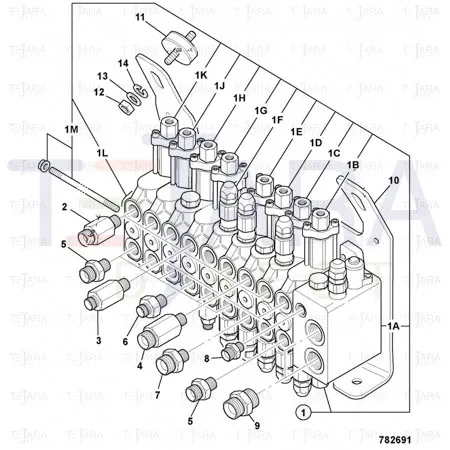 JCB Part No.# 1620/2051, ADAPTOR G1/4A-9/16UNF(M) - JCB Spare Parts